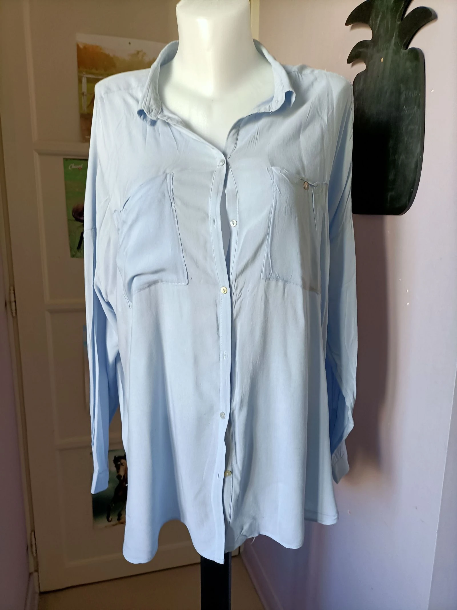 Chemise fluide bleu ciel H&M - Taille 36 / S – photo 2